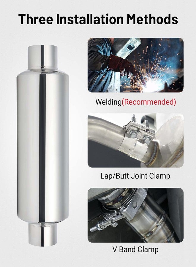 EVIL ENERGY 2.25" Resonator Muffler Stainless Steel (2.25 inch Inlet/Outlet, 13.8" Length) - Image 5